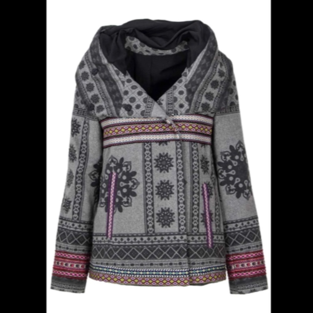 Desigual Chaq Copenhage Printed Jacket Women's USA Size 6 - NWT